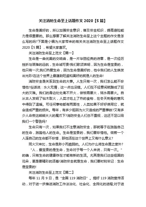 关注消防生命至上话题作文2020【5篇】