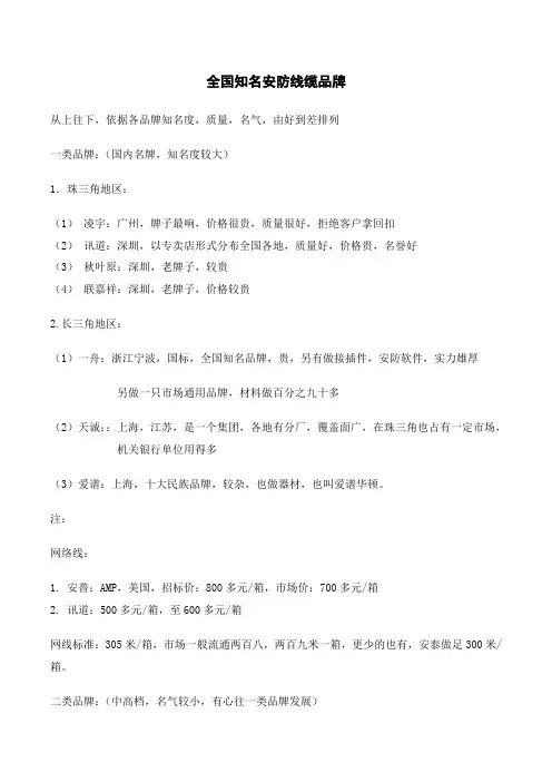 全国知名安防线缆品牌