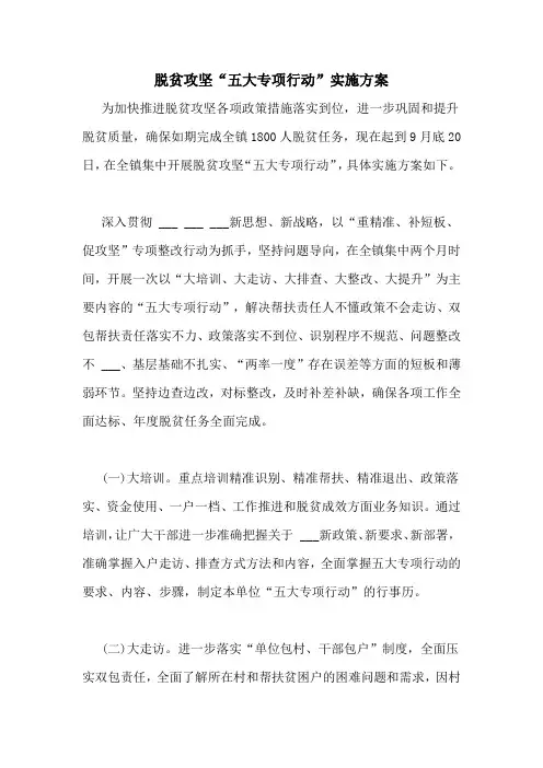 脱贫攻坚“五大专项行动”实施方案