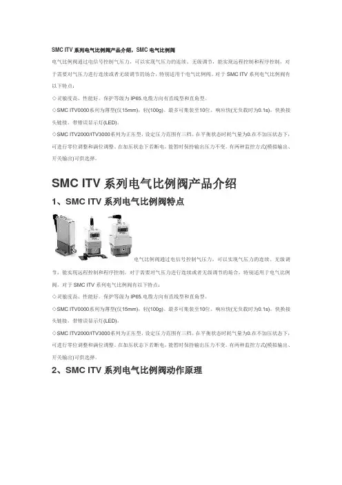 SMC ITV系列电气比例阀产品介绍