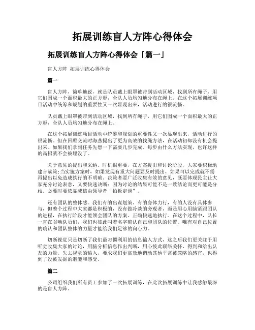 拓展训练盲人方阵心得体会