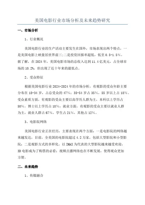 美国电影行业市场分析及未来趋势研究