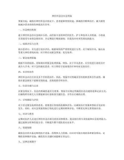 神经科急诊应急预案