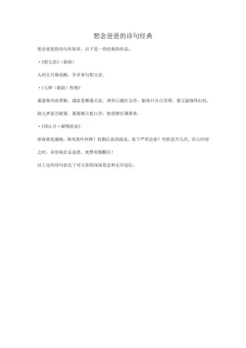 想念爸爸的诗句经典