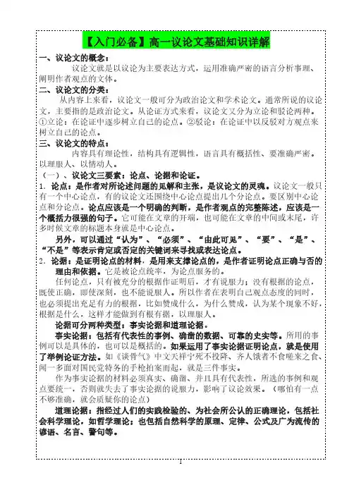 【入门必备】高一议论文基础知识详解