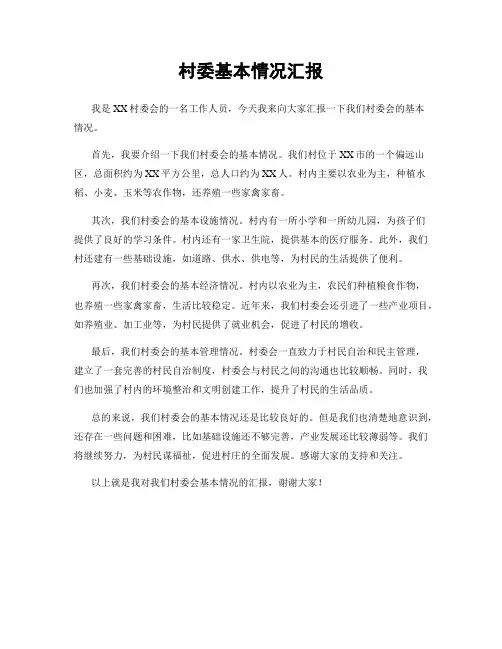 村委基本情况汇报