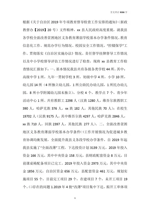 教育局2019年工作自查报告