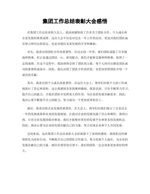 集团工作总结表彰大会感悟