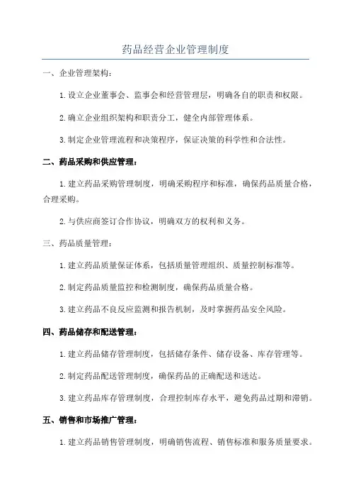 药品经营企业管理制度