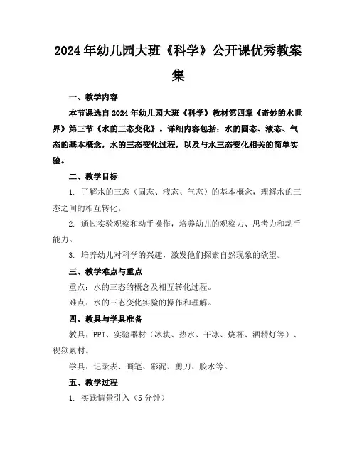 2024年幼儿园大班《科学》公开课优秀教案集