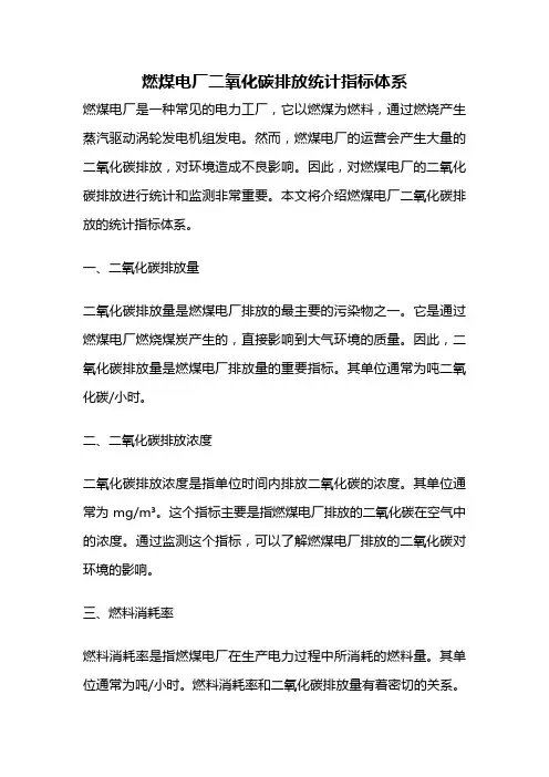 燃煤电厂二氧化碳排放统计指标体系