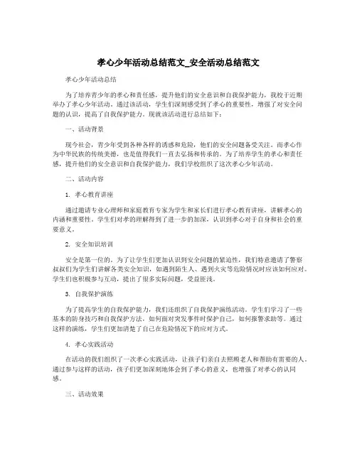 孝心少年活动总结范文_安全活动总结范文