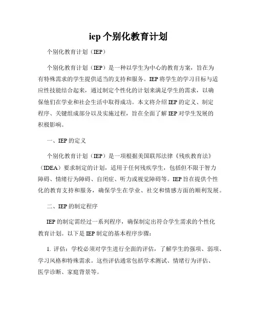 iep个别化教育计划