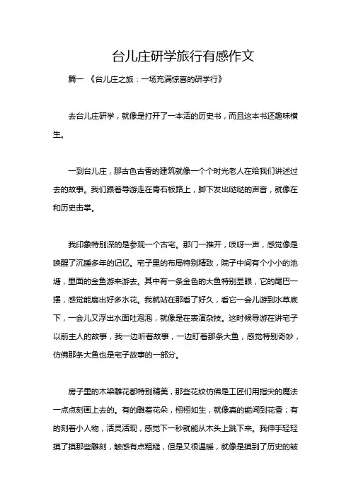 台儿庄研学旅行有感作文