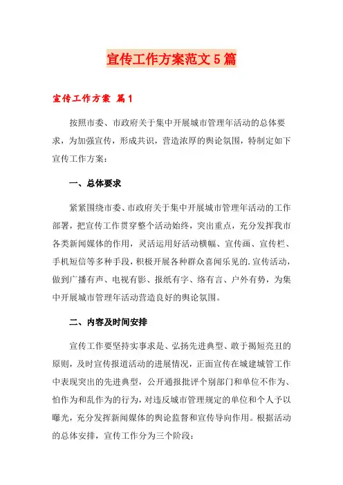 宣传工作方案范文5篇