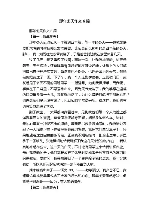那年冬天作文6篇