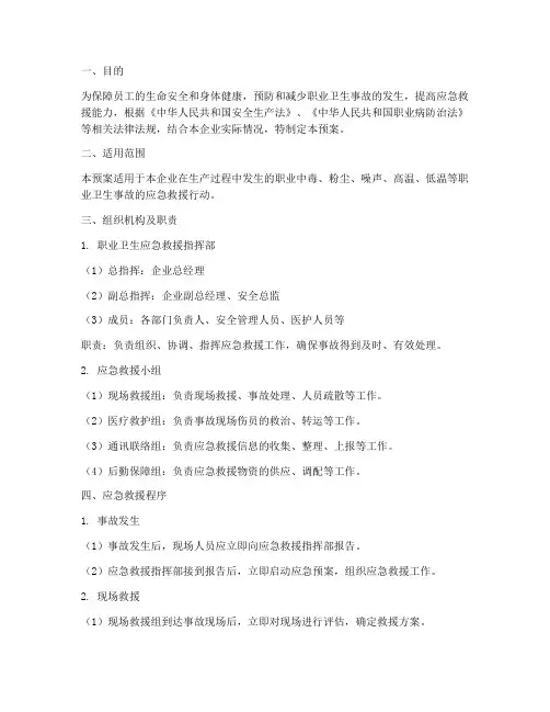职业卫生应急救援预案