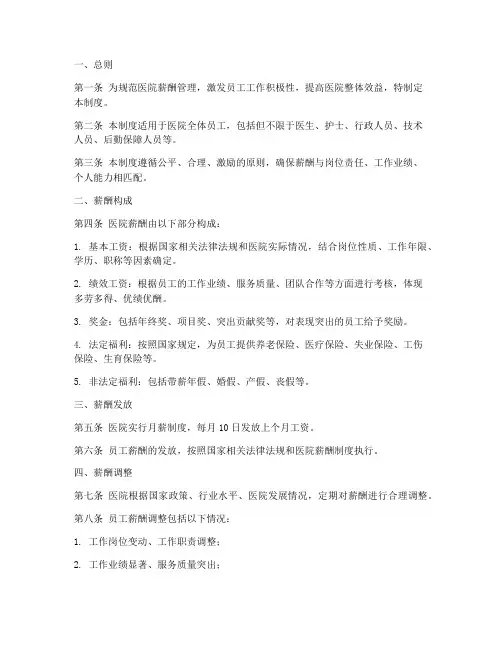 医院薪酬管理制度方案模板