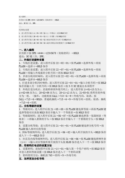 NEC电话交换机配置