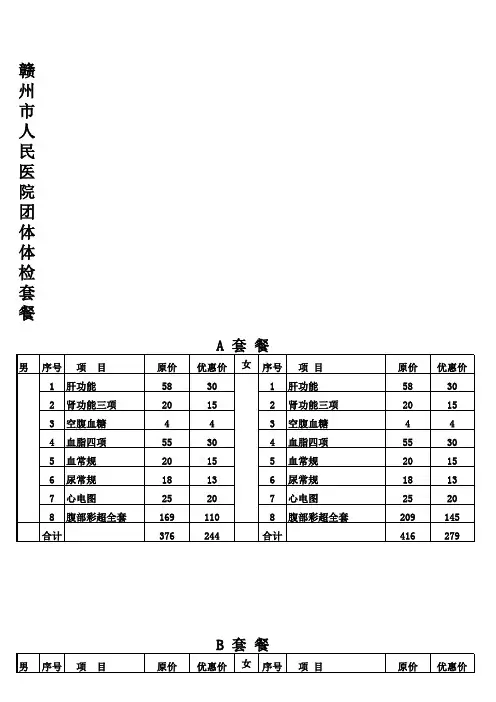 赣州人民医院报价单