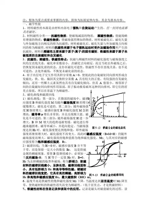 材料性能知识点——磁电光压电铁电部分