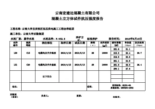混凝土抗压报告C20