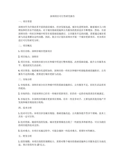 深圳项目可行性研究报告