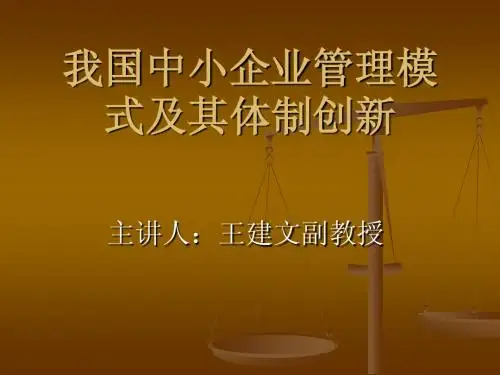 我国中小企业管理模式及其体制创新111