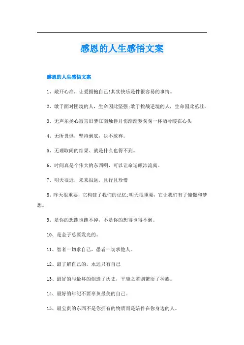 感恩的人生感悟文案