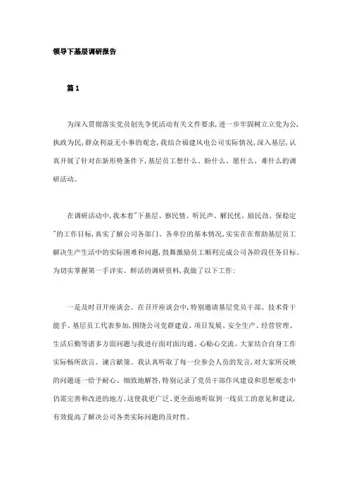 领导下基层调研报告