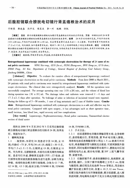 后腹腔镜联合膀胱电切镜行肾盂癌根治术的应用