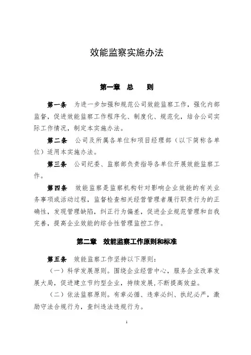 效能监察实施办法