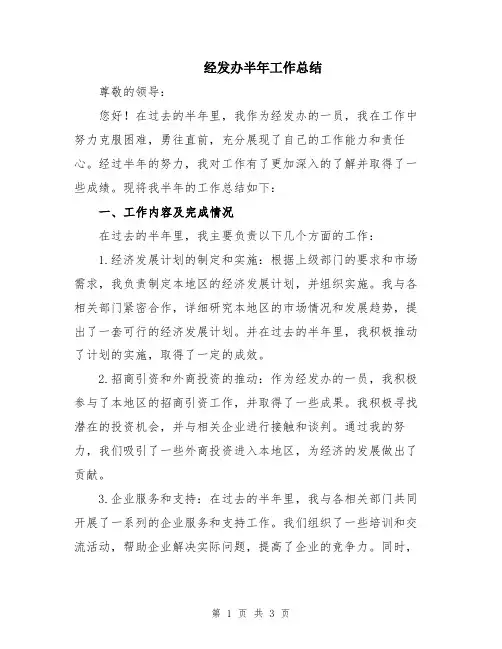 经发办半年工作总结