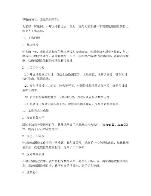地籍测绘年终个人工作总结