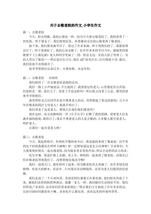 关于去敬老院的作文_小学生作文