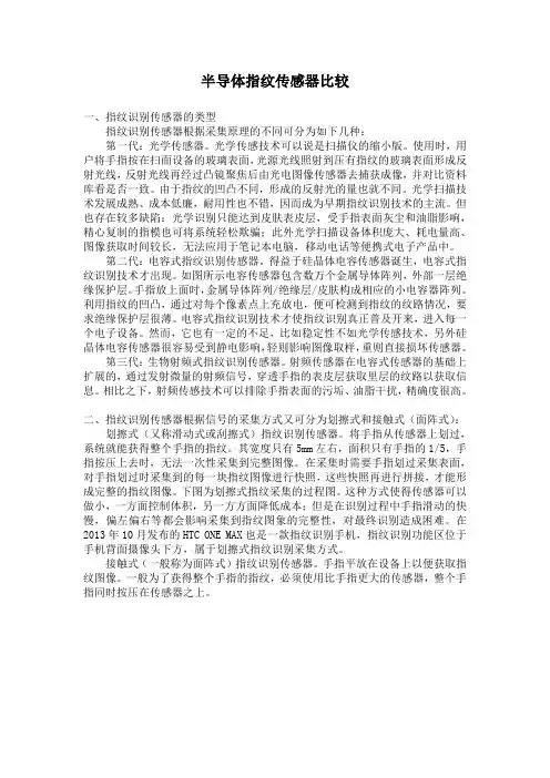 半导体指纹传感器比较