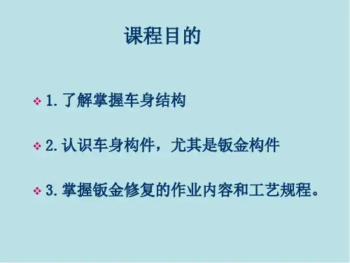 汽车美容装饰与钣金模块5汽车钣金修复 项目1  车身主要附件的拆装