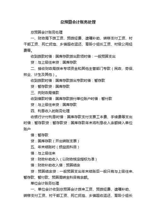总预算会计账务处理