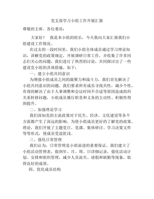 党支部学习小组工作汇报