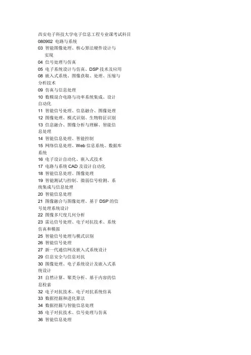 西安电子科技大学电子信息工程专业课考试科目