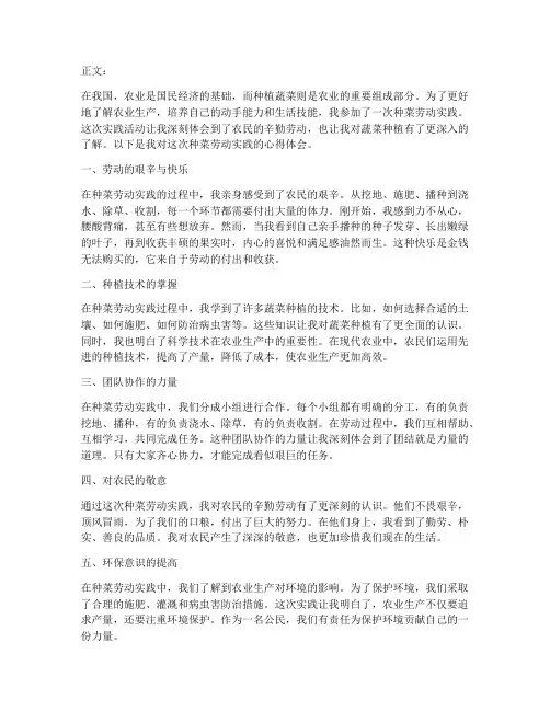 种菜劳动实践的心得体会