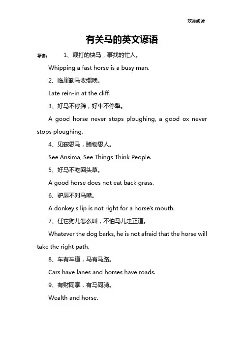 有关马的英文谚语