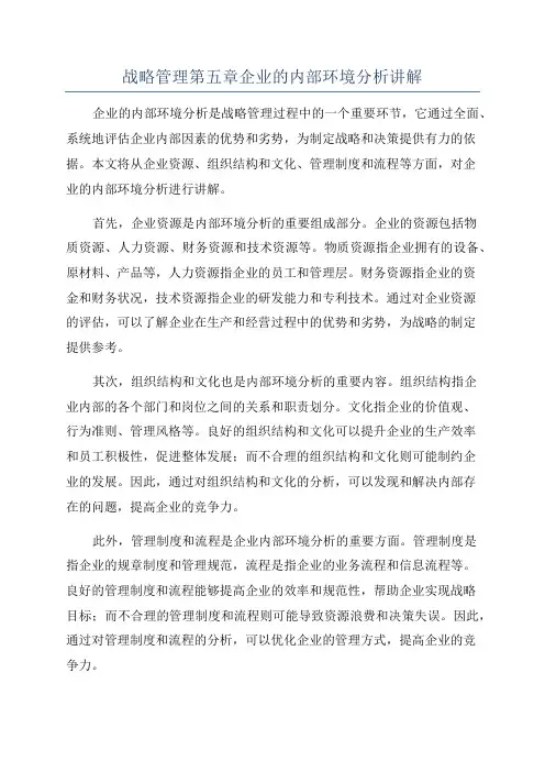 战略管理第五章企业的内部环境分析讲解
