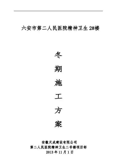 人民医院精神卫生楼冬期施工方案