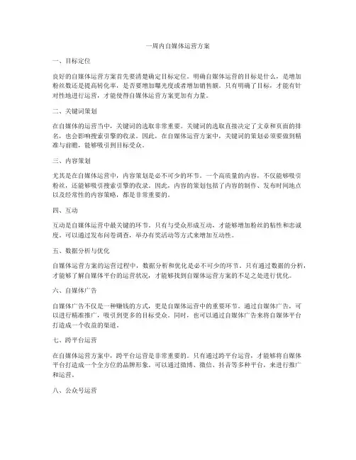 一周内自媒体运营方案