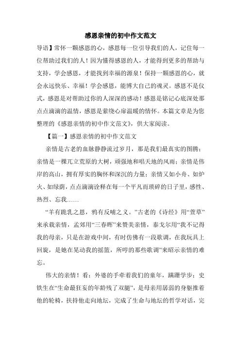 感恩亲情的初中作文范文