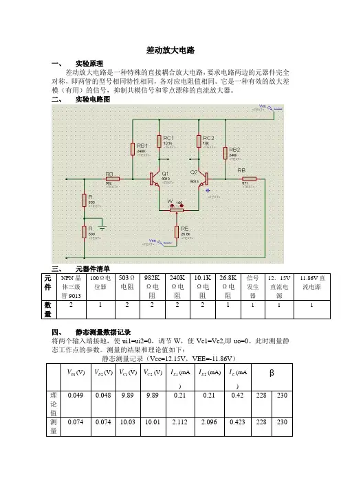 模电实验三实验报告