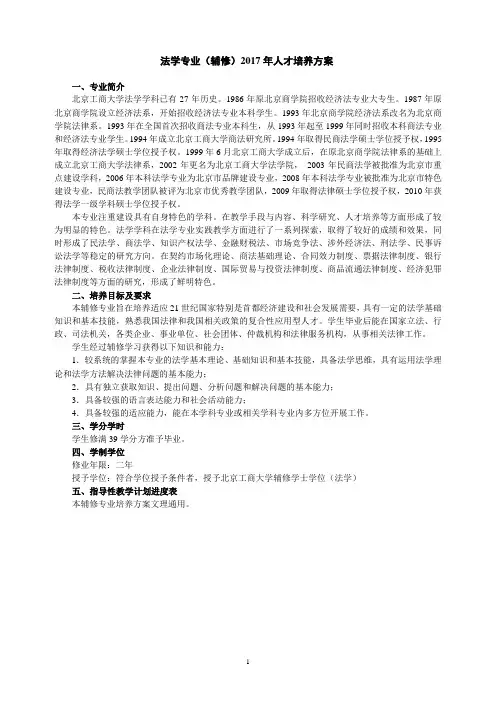 法学专业(辅修)-北京工商大学