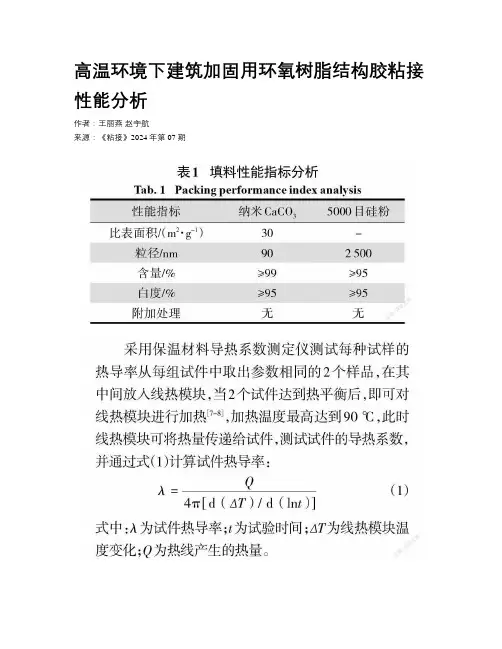 高温环境下建筑加固用环氧树脂结构胶粘接性能分析