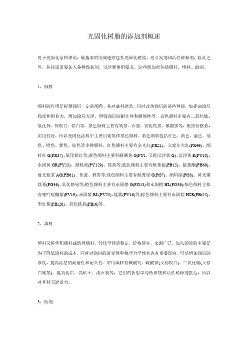 光固化树脂的添加剂概述